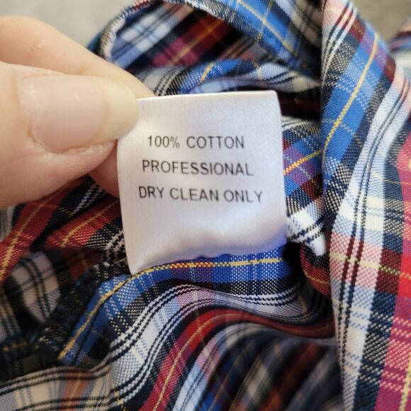 Petersyn Roxie Blouse Ruffle Off-Should Size Small Red Blue White Plaid Milkmaid - Picture 4 of 8